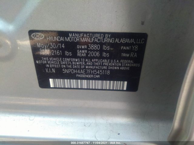 Photo 8 VIN: 5NPDH4AE7FH545118 - HYUNDAI ELANTRA 