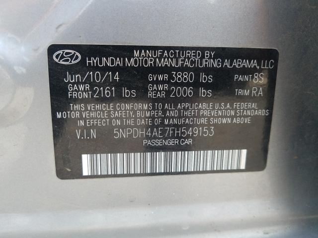 Photo 9 VIN: 5NPDH4AE7FH549153 - HYUNDAI ELANTRA SE 