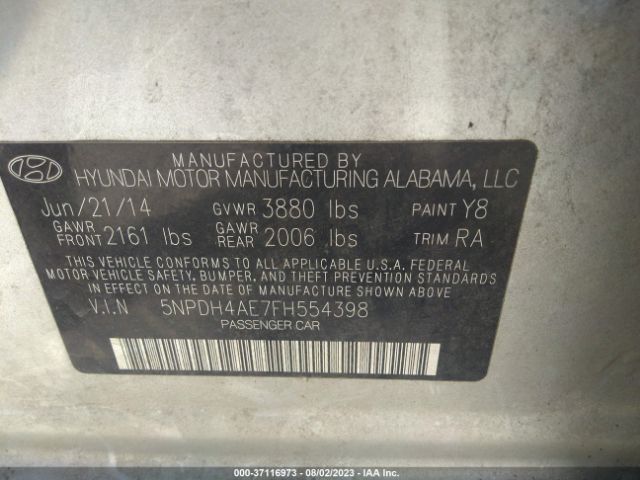 Photo 8 VIN: 5NPDH4AE7FH554398 - HYUNDAI ELANTRA 