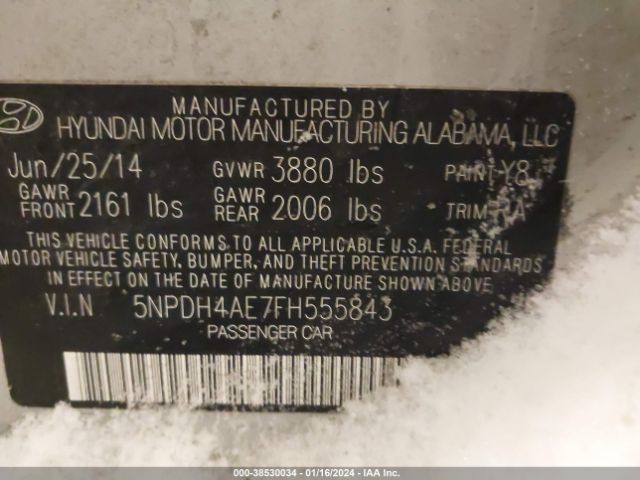 Photo 8 VIN: 5NPDH4AE7FH555843 - HYUNDAI ELANTRA SE 