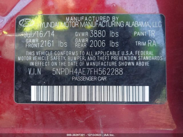 Photo 8 VIN: 5NPDH4AE7FH562288 - HYUNDAI ELANTRA 