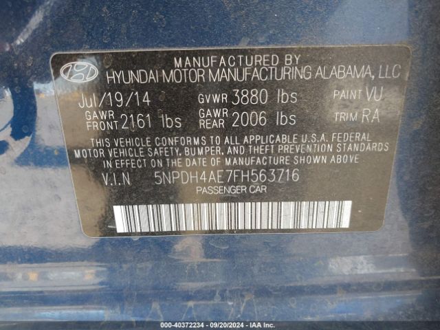 Photo 8 VIN: 5NPDH4AE7FH563716 - HYUNDAI ELANTRA 