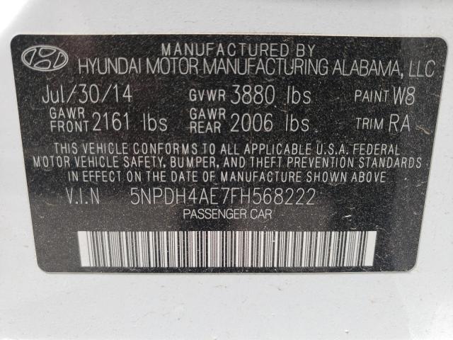 Photo 9 VIN: 5NPDH4AE7FH568222 - HYUNDAI ELANTRA SE 