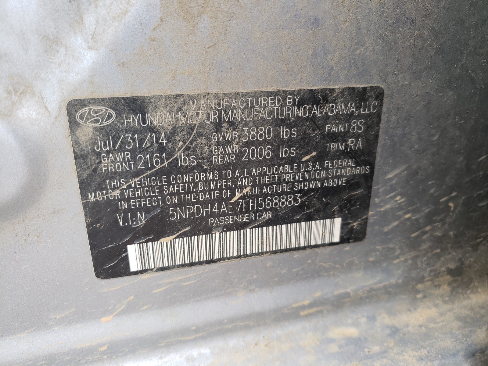 Photo 9 VIN: 5NPDH4AE7FH568883 - HYUNDAI ELANTRA SE 