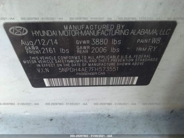 Photo 8 VIN: 5NPDH4AE7FH573551 - HYUNDAI ELANTRA 