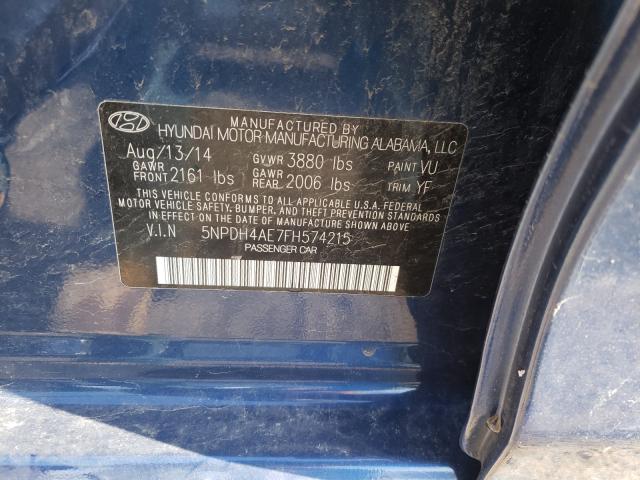 Photo 9 VIN: 5NPDH4AE7FH574215 - HYUNDAI ELANTRA SE 