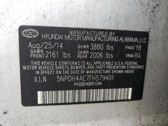 Photo 9 VIN: 5NPDH4AE7FH579401 - HYUNDAI ELANTRA SE 