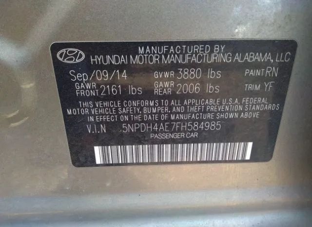 Photo 8 VIN: 5NPDH4AE7FH584985 - HYUNDAI ELANTRA 