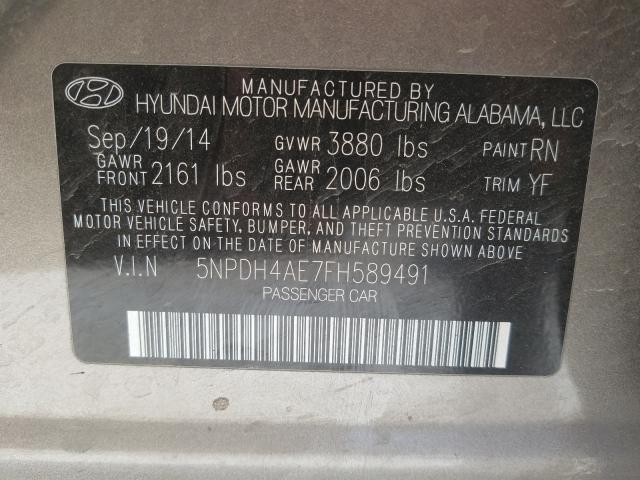 Photo 9 VIN: 5NPDH4AE7FH589491 - HYUNDAI ELANTRA SE 