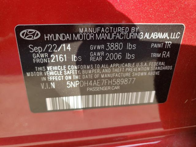 Photo 9 VIN: 5NPDH4AE7FH589877 - HYUNDAI ELANTRA SE 