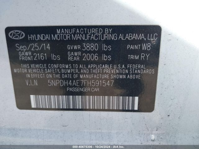 Photo 8 VIN: 5NPDH4AE7FH591547 - HYUNDAI ELANTRA 