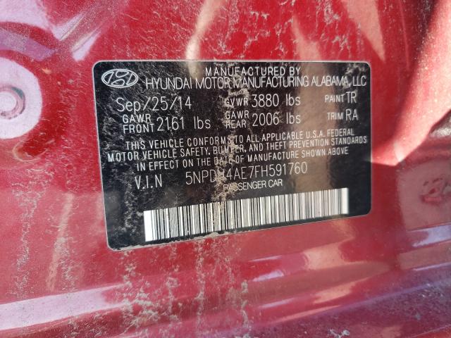 Photo 9 VIN: 5NPDH4AE7FH591760 - HYUNDAI ELANTRA SE 