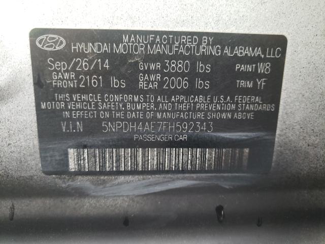 Photo 9 VIN: 5NPDH4AE7FH592343 - HYUNDAI ELANTRA SE 