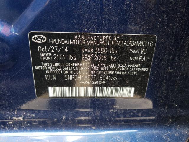 Photo 9 VIN: 5NPDH4AE7FH604135 - HYUNDAI ELANTRA SE 