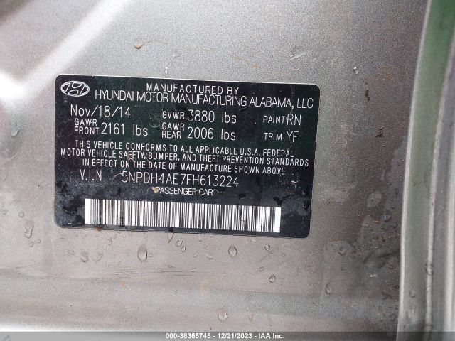 Photo 8 VIN: 5NPDH4AE7FH613224 - HYUNDAI ELANTRA 