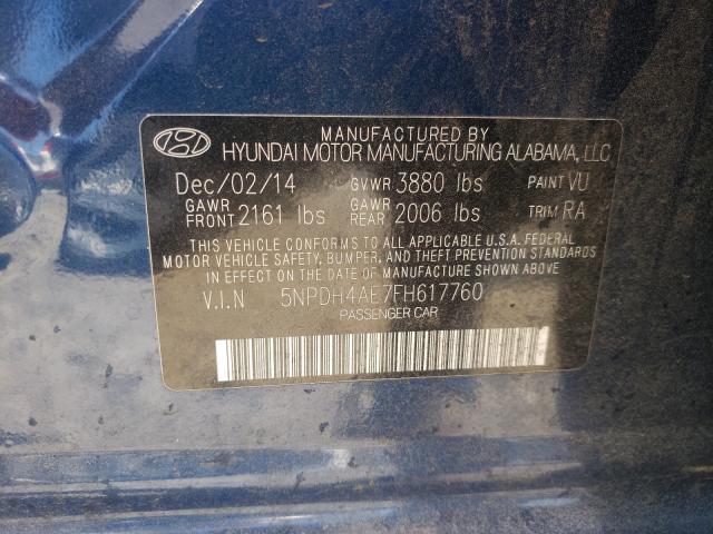 Photo 9 VIN: 5NPDH4AE7FH617760 - HYUNDAI ELANTRA SE 