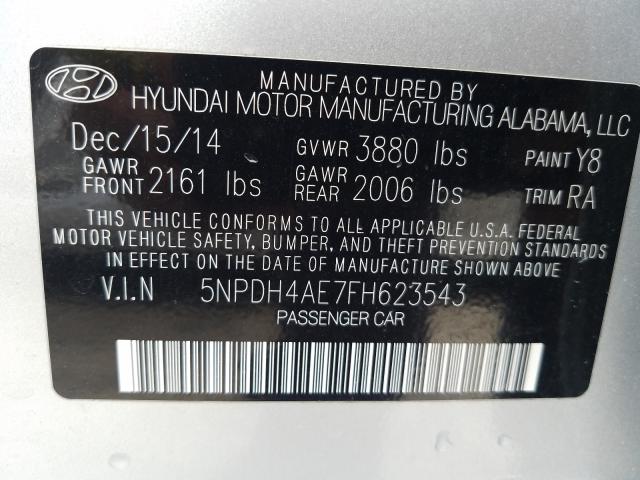 Photo 9 VIN: 5NPDH4AE7FH623543 - HYUNDAI ELANTRA SE 