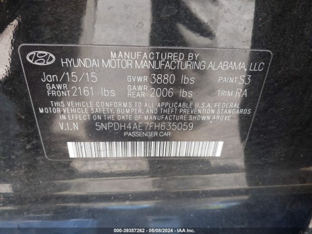 Photo 8 VIN: 5NPDH4AE7FH635059 - HYUNDAI ELANTRA 