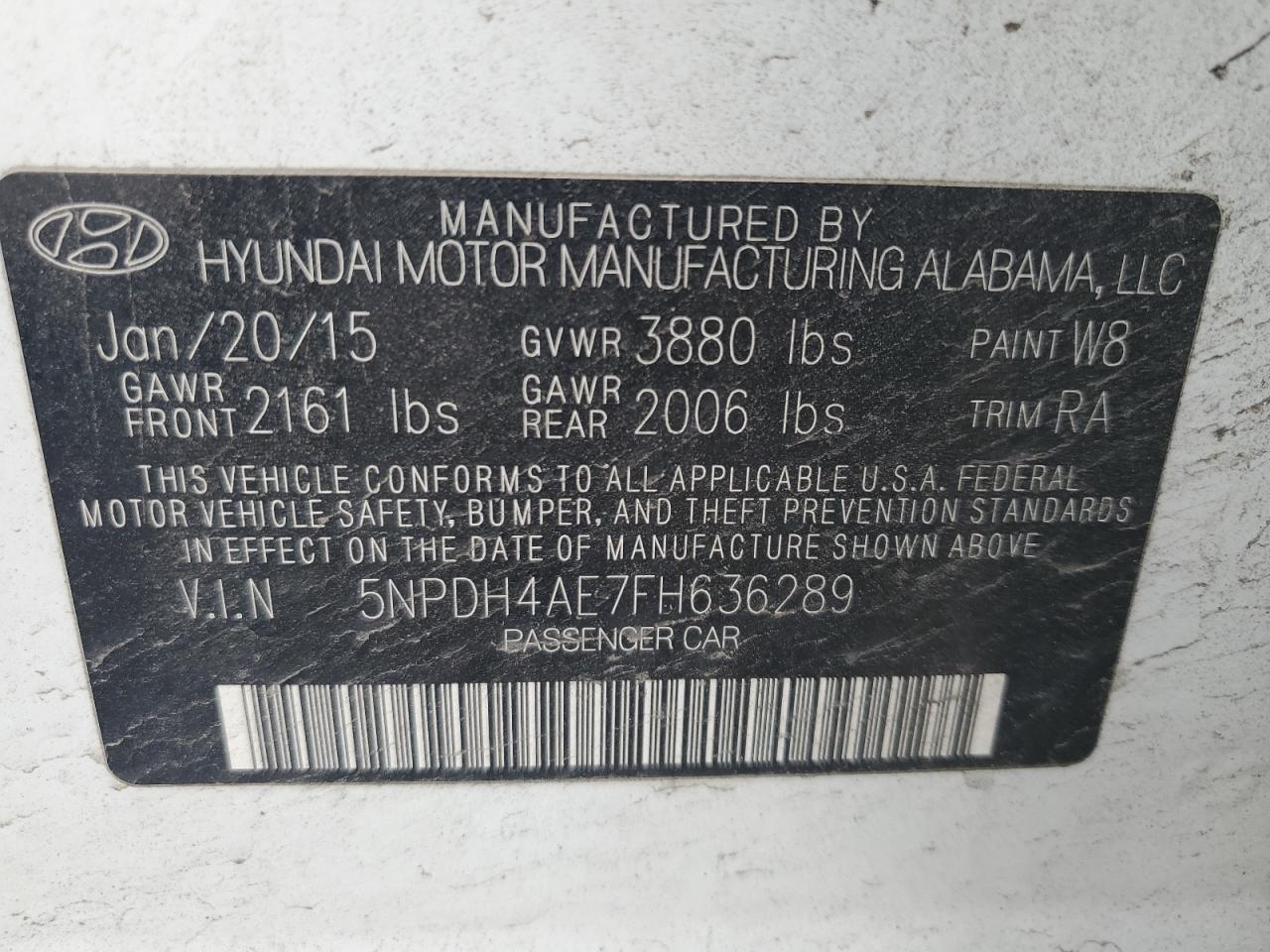 Photo 11 VIN: 5NPDH4AE7FH636289 - HYUNDAI ELANTRA 