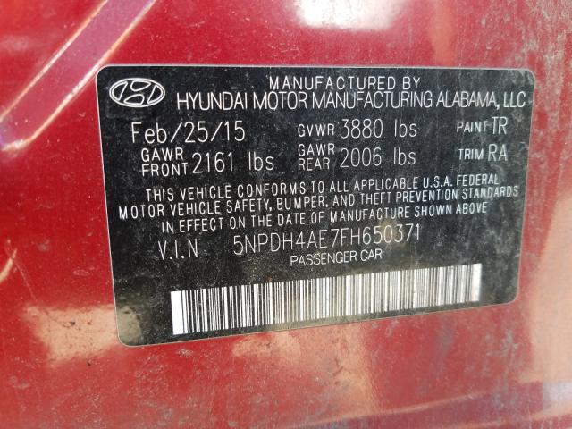 Photo 9 VIN: 5NPDH4AE7FH650371 - HYUNDAI ELANTRA SE 