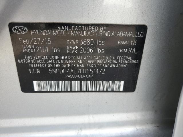 Photo 11 VIN: 5NPDH4AE7FH651472 - HYUNDAI ELANTRA SE 