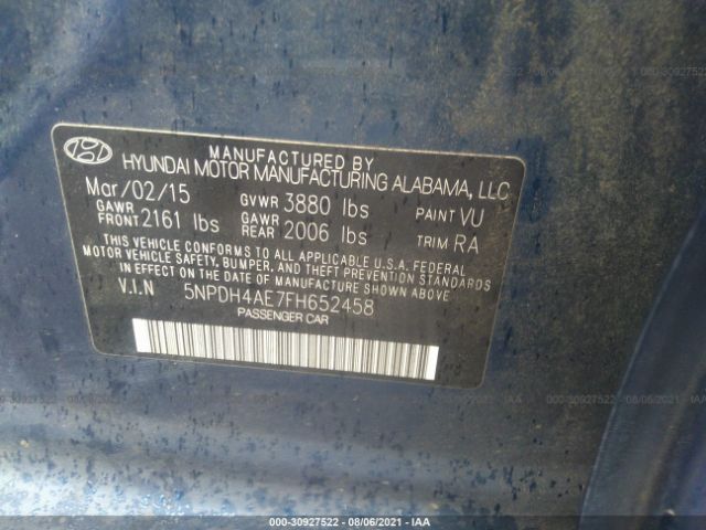 Photo 8 VIN: 5NPDH4AE7FH652458 - HYUNDAI ELANTRA 