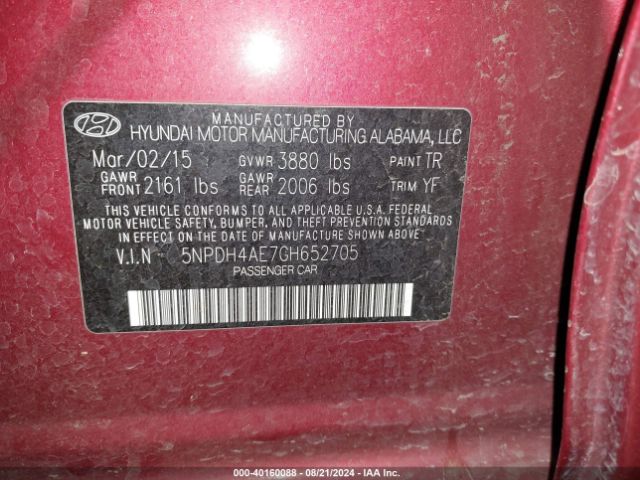 Photo 8 VIN: 5NPDH4AE7GH652705 - HYUNDAI ELANTRA 