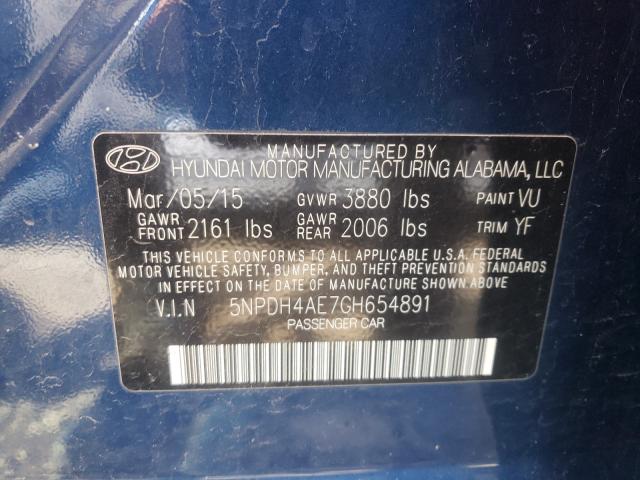 Photo 9 VIN: 5NPDH4AE7GH654891 - HYUNDAI ELANTRA SE 