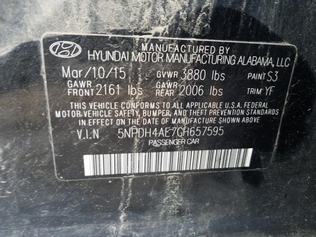 Photo 9 VIN: 5NPDH4AE7GH657595 - HYUNDAI ELANTRA SE 