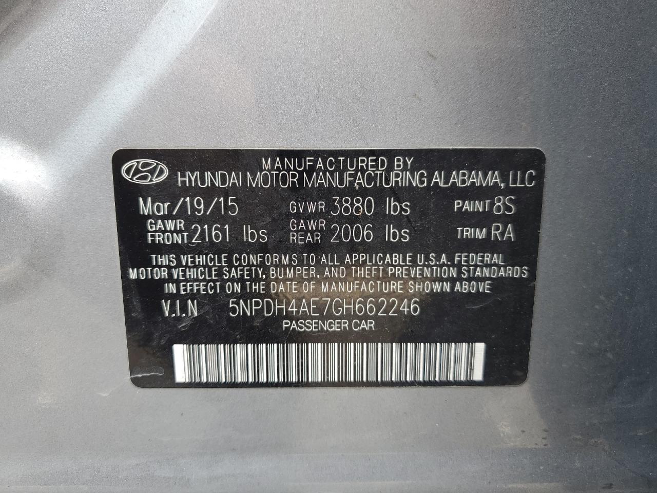 Photo 12 VIN: 5NPDH4AE7GH662246 - HYUNDAI ELANTRA 