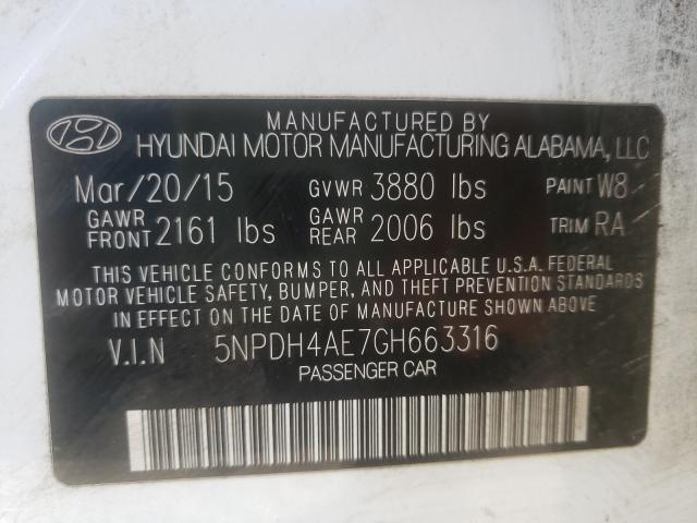 Photo 9 VIN: 5NPDH4AE7GH663316 - HYUNDAI ELANTRA SE 