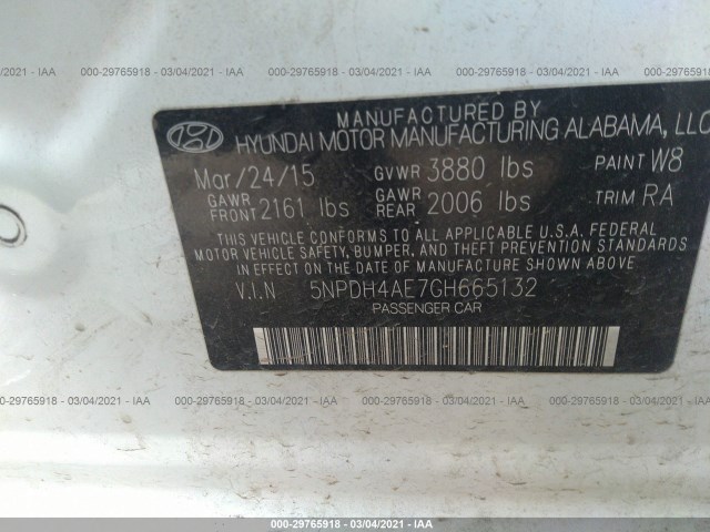 Photo 8 VIN: 5NPDH4AE7GH665132 - HYUNDAI ELANTRA 