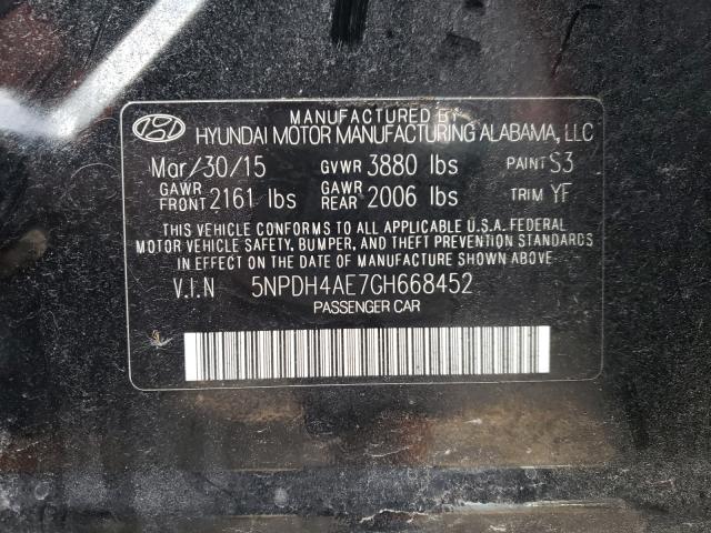 Photo 9 VIN: 5NPDH4AE7GH668452 - HYUNDAI ELANTRA SE 