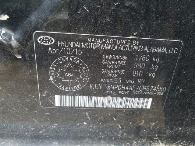 Photo 9 VIN: 5NPDH4AE7GH674560 - HYUNDAI ELANTRA SE 