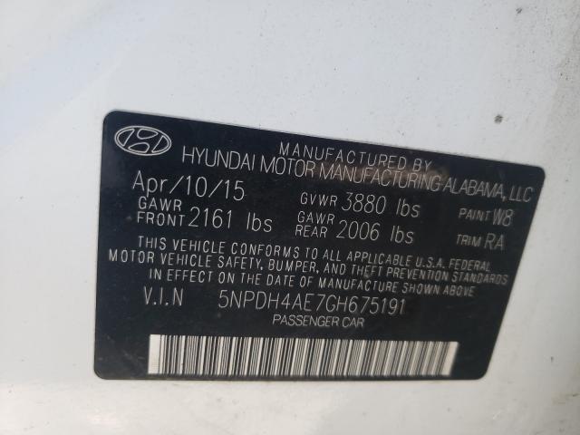 Photo 9 VIN: 5NPDH4AE7GH675191 - HYUNDAI ELANTRA SE 