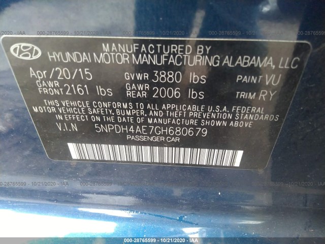 Photo 8 VIN: 5NPDH4AE7GH680679 - HYUNDAI ELANTRA 