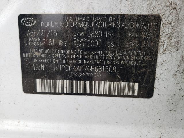 Photo 9 VIN: 5NPDH4AE7GH681508 - HYUNDAI ELANTRA SE 