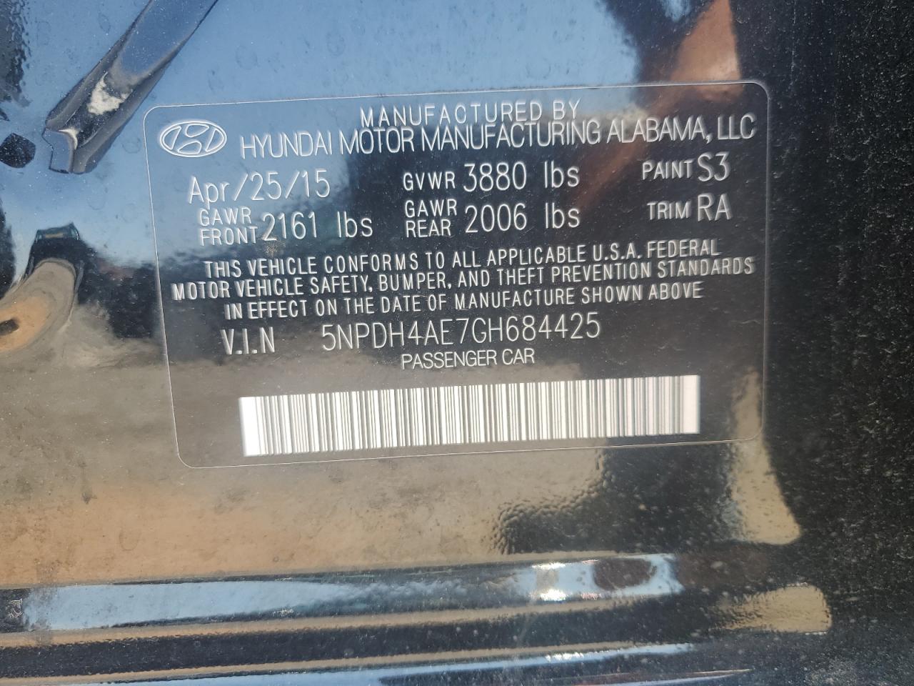 Photo 11 VIN: 5NPDH4AE7GH684425 - HYUNDAI ELANTRA 