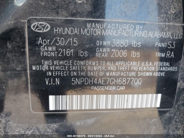 Photo 8 VIN: 5NPDH4AE7GH687700 - HYUNDAI ELANTRA 