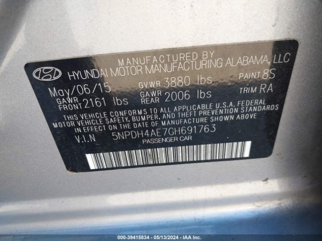 Photo 8 VIN: 5NPDH4AE7GH691763 - HYUNDAI ELANTRA 