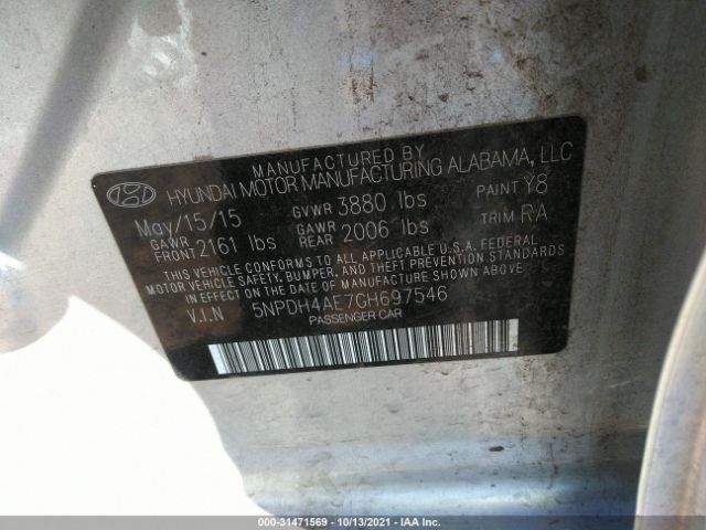 Photo 8 VIN: 5NPDH4AE7GH697546 - HYUNDAI ELANTRA 