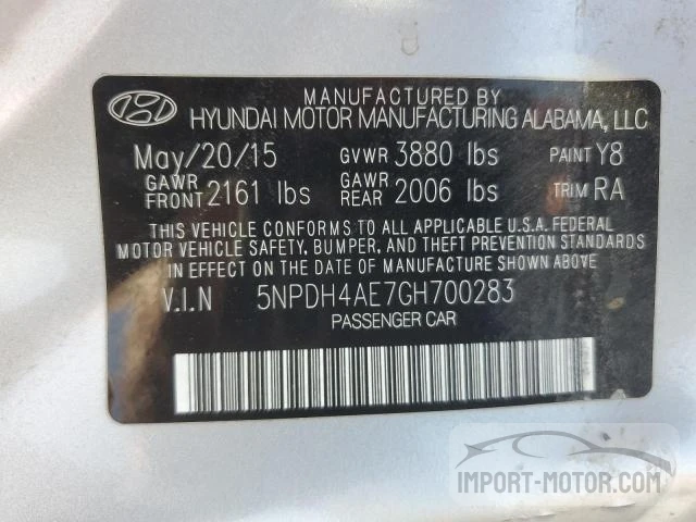 Photo 11 VIN: 5NPDH4AE7GH700283 - HYUNDAI ELANTRA 