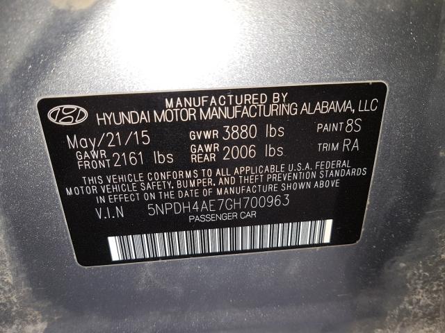 Photo 9 VIN: 5NPDH4AE7GH700963 - HYUNDAI ELANTRA SE 