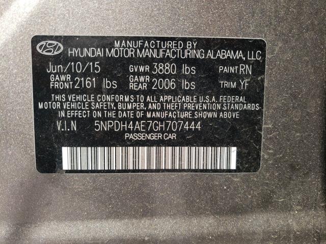 Photo 9 VIN: 5NPDH4AE7GH707444 - HYUNDAI ELANTRA SE 