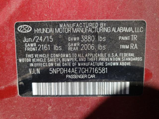 Photo 9 VIN: 5NPDH4AE7GH716581 - HYUNDAI ELANTRA SE 