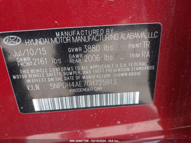 Photo 8 VIN: 5NPDH4AE7GH725913 - HYUNDAI ELANTRA 