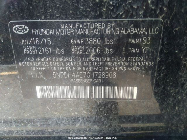 Photo 8 VIN: 5NPDH4AE7GH728908 - HYUNDAI ELANTRA 