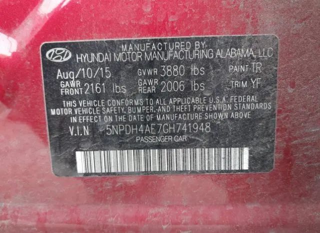 Photo 8 VIN: 5NPDH4AE7GH741948 - HYUNDAI ELANTRA 