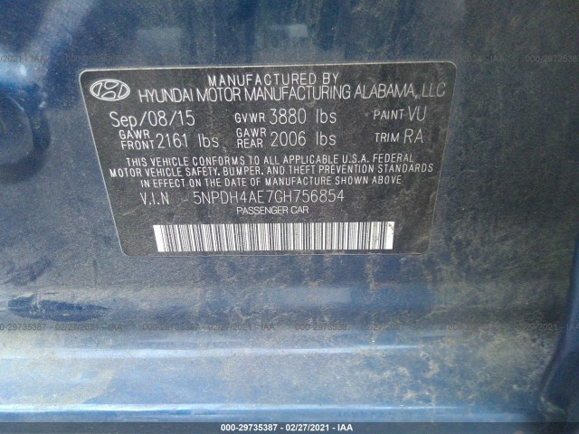 Photo 8 VIN: 5NPDH4AE7GH756854 - HYUNDAI ELANTRA 