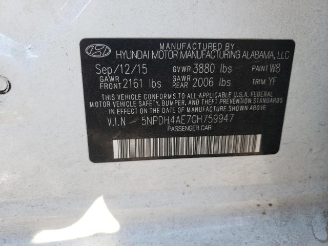 Photo 9 VIN: 5NPDH4AE7GH759947 - HYUNDAI ELANTRA SE 